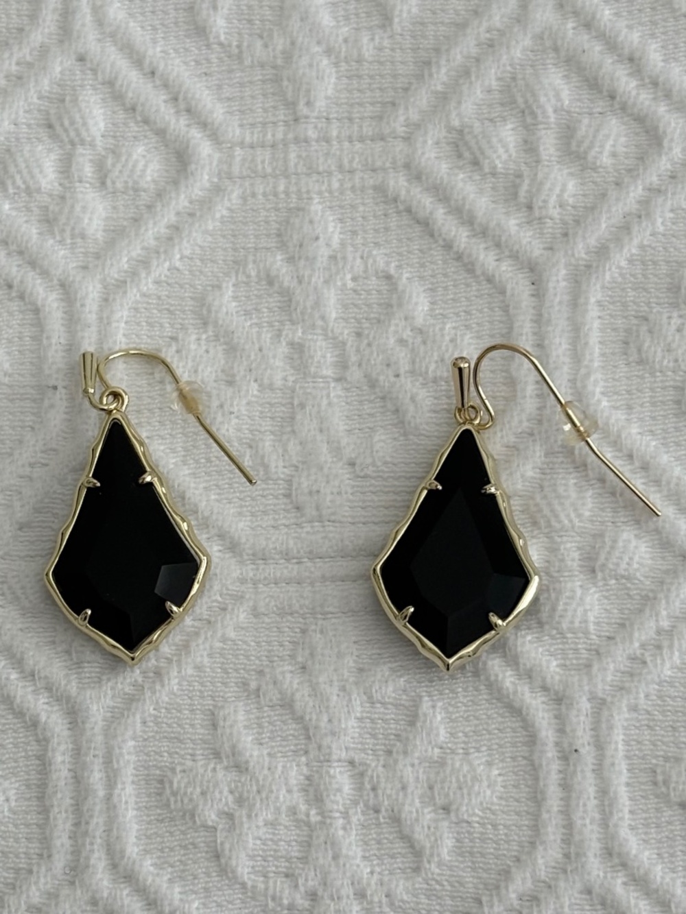 Kendra Scott Alex Drop Earrings Gold Black Faceted Crystal